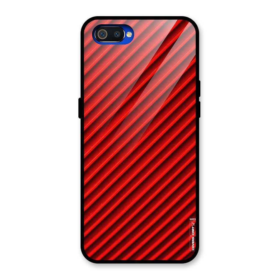 Red Rugged Stripes Glass Back Case for Realme C2