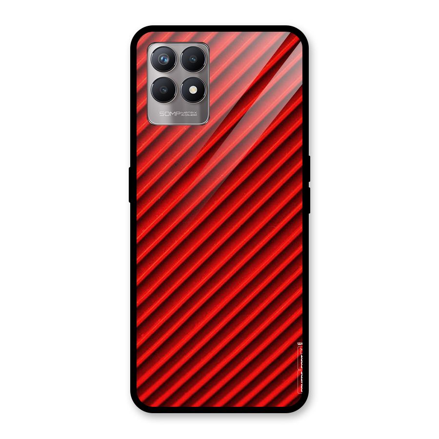Red Rugged Stripes Glass Back Case for Realme Narzo 50
