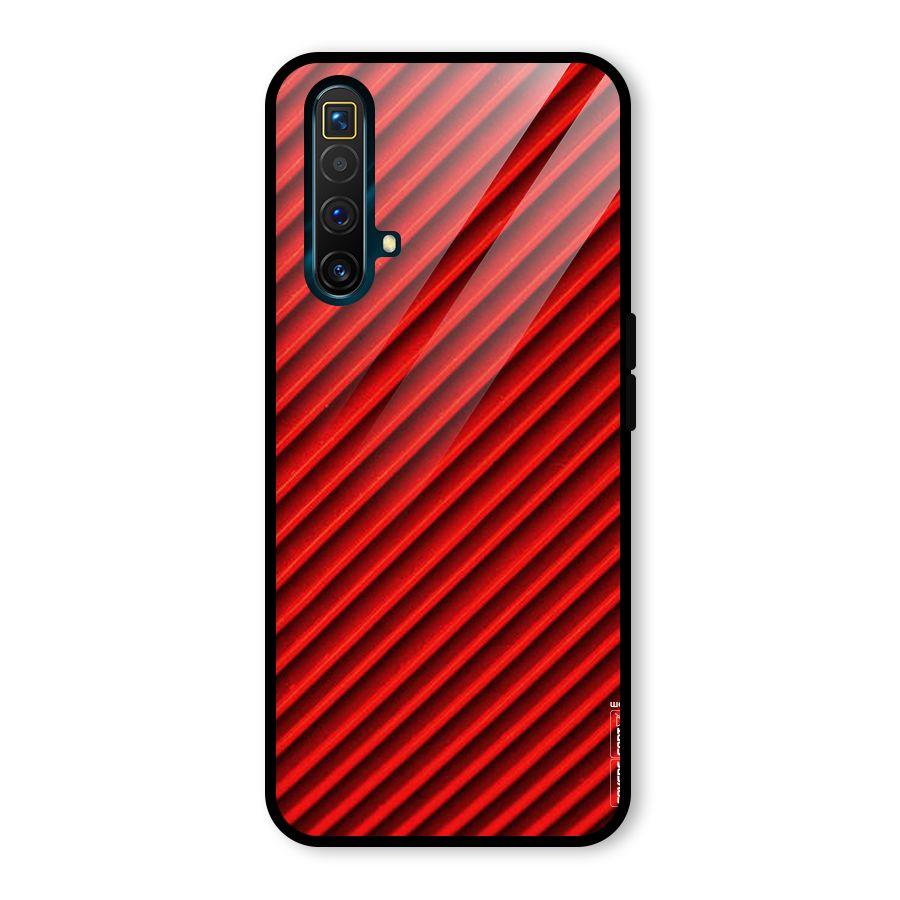Red Rugged Stripes Glass Back Case for Realme X3 SuperZoom
