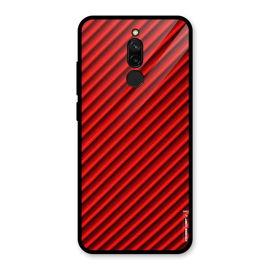 Red Rugged Stripes Glass Back Case for Redmi 8