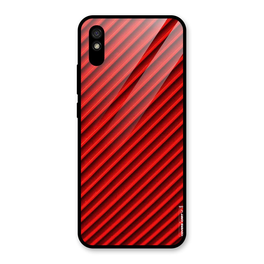 Red Rugged Stripes Glass Back Case for Redmi 9A