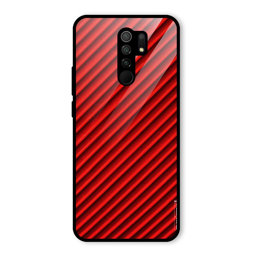 Red Rugged Stripes Glass Back Case for Redmi 9 Prime