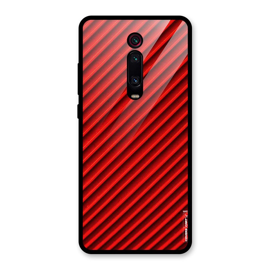 Red Rugged Stripes Glass Back Case for Redmi K20