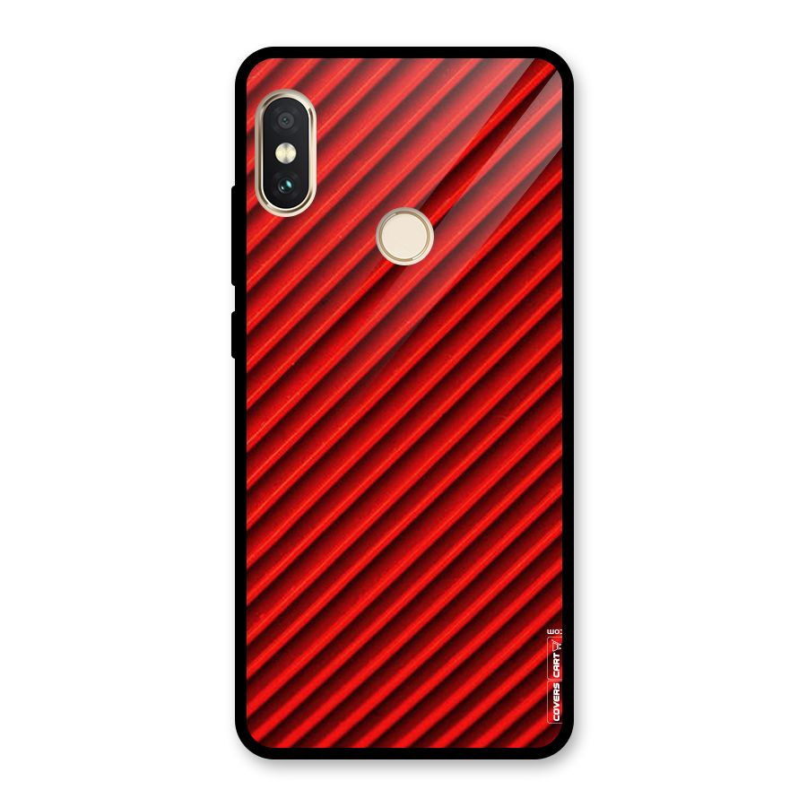 Red Rugged Stripes Glass Back Case for Redmi Note 5 Pro