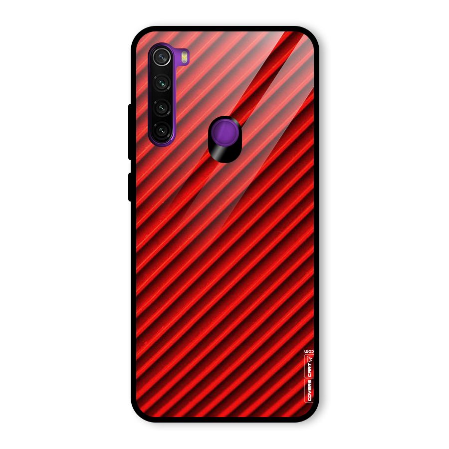 Red Rugged Stripes Glass Back Case for Redmi Note 8