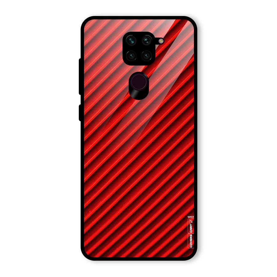 Red Rugged Stripes Glass Back Case for Redmi Note 9