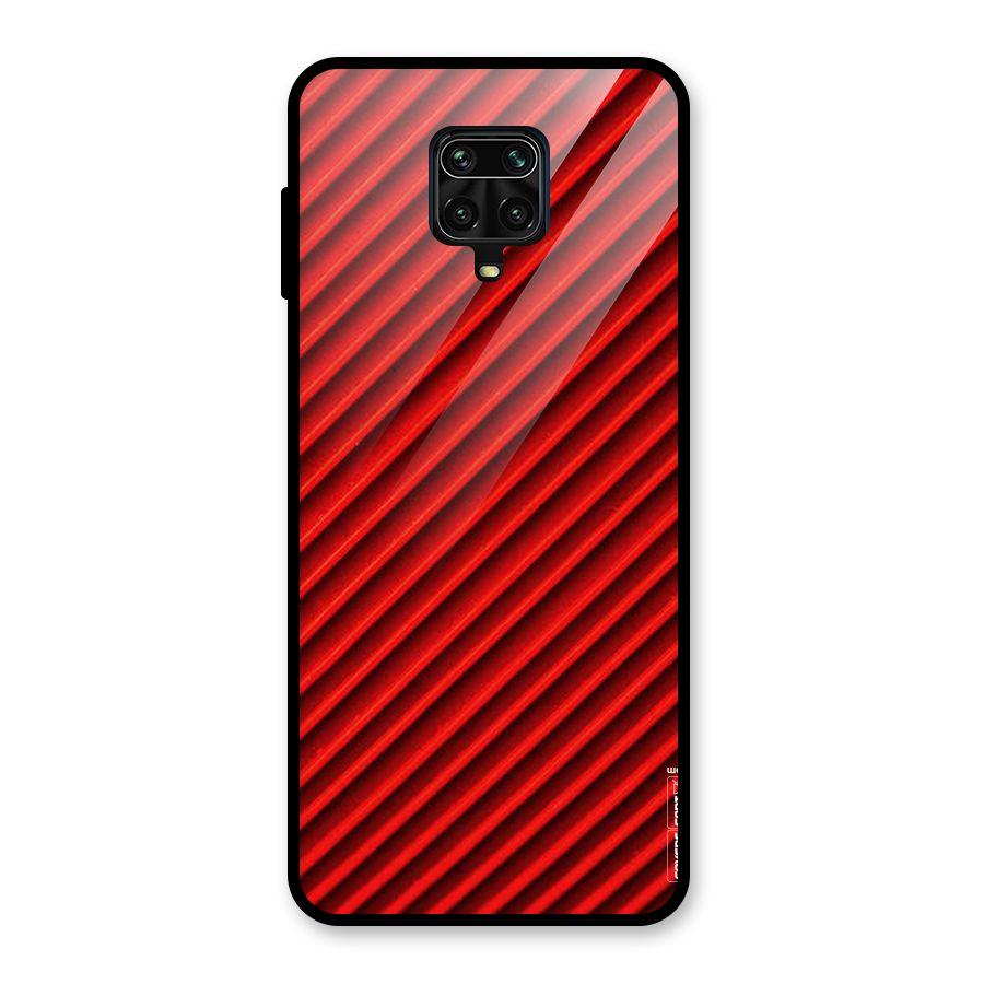 Red Rugged Stripes Glass Back Case for Redmi Note 9 Pro