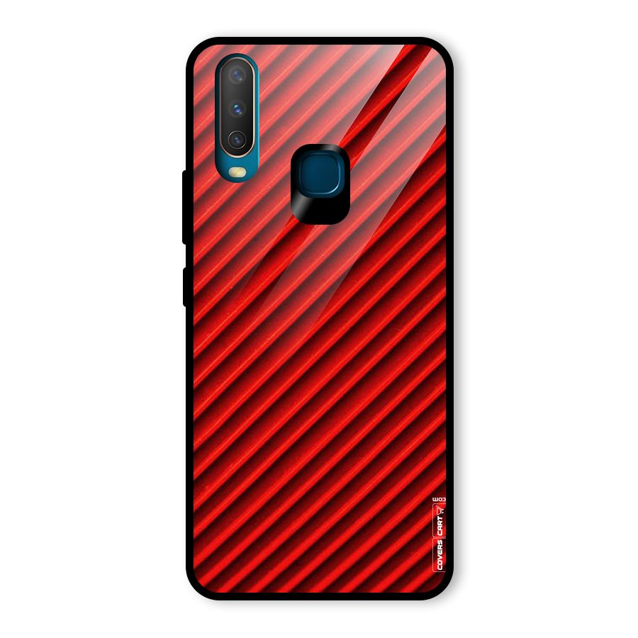 Red Rugged Stripes Glass Back Case for Vivo U10