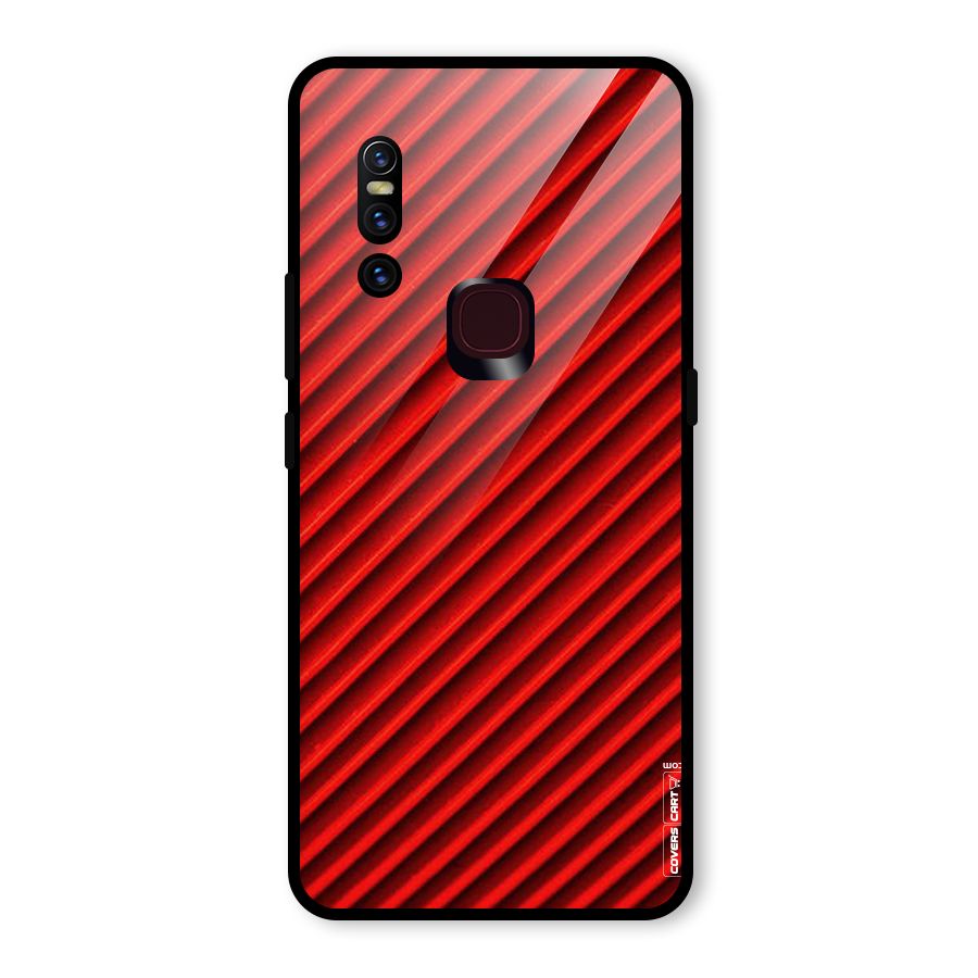 Red Rugged Stripes Glass Back Case for Vivo V15