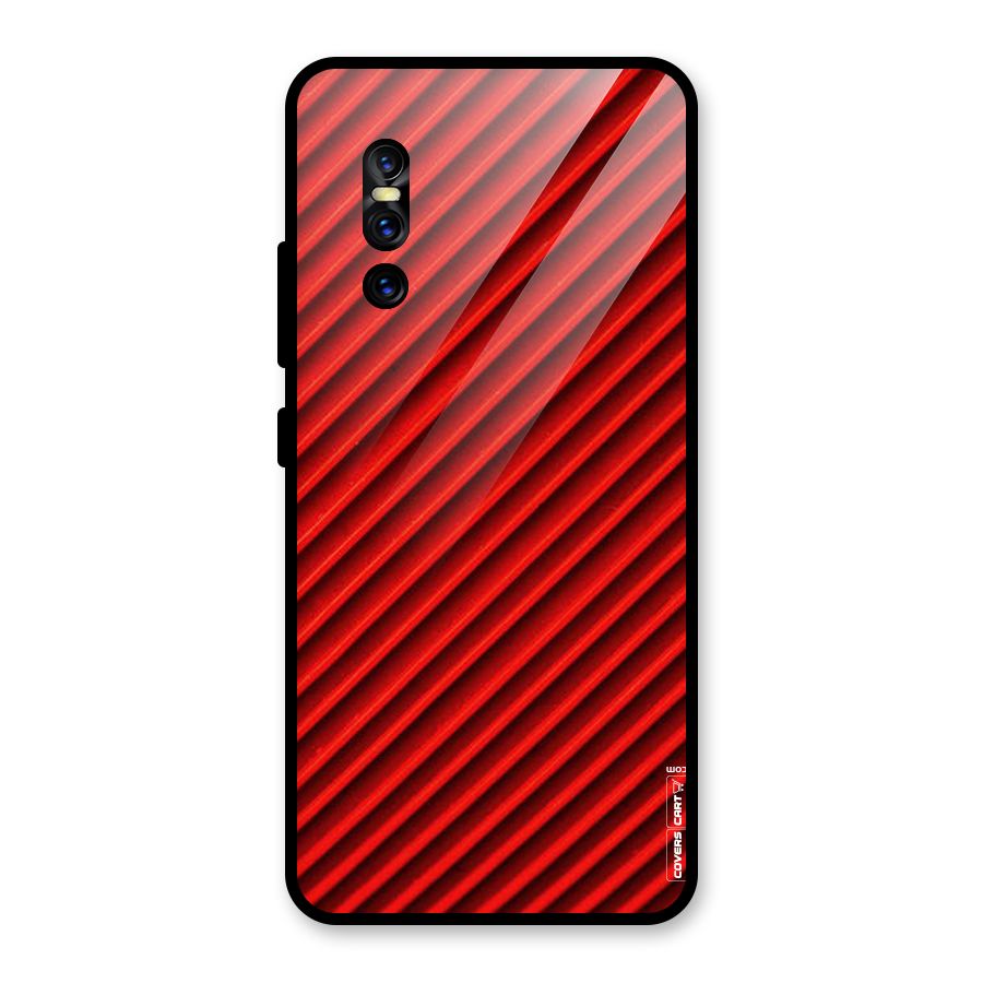 Red Rugged Stripes Glass Back Case for Vivo V15 Pro