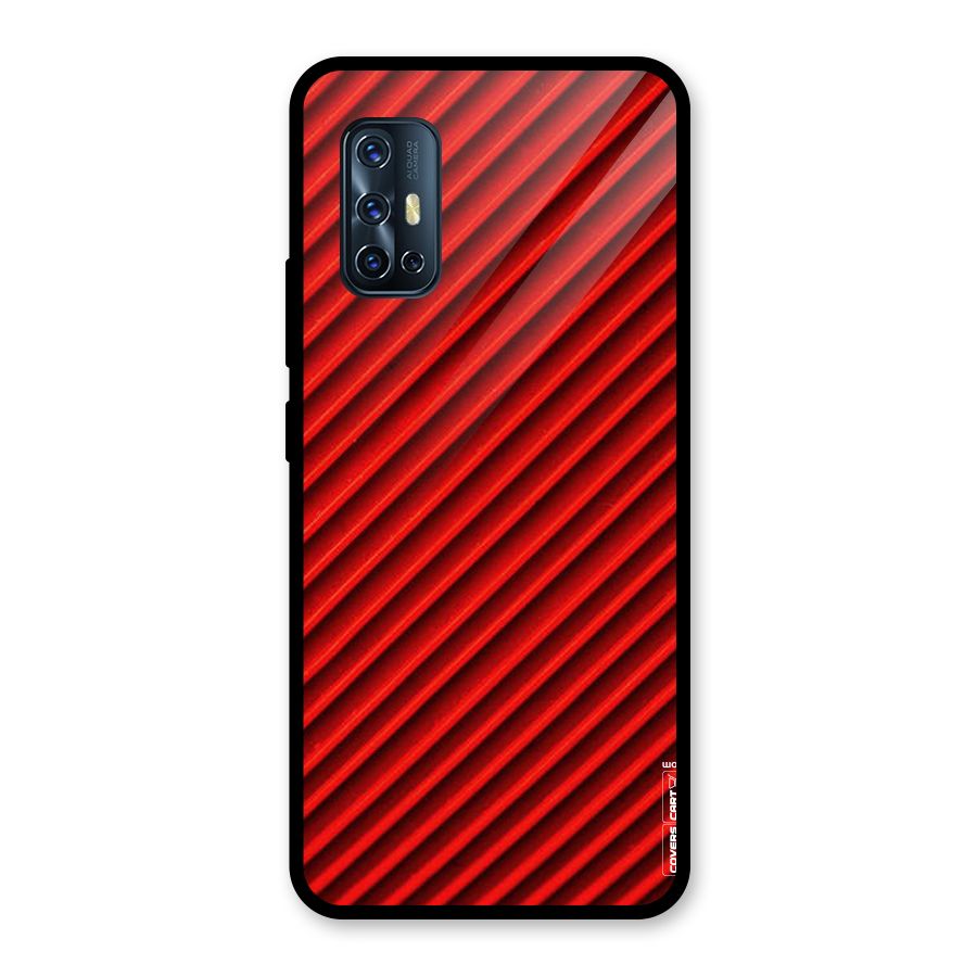 Red Rugged Stripes Glass Back Case for Vivo V17