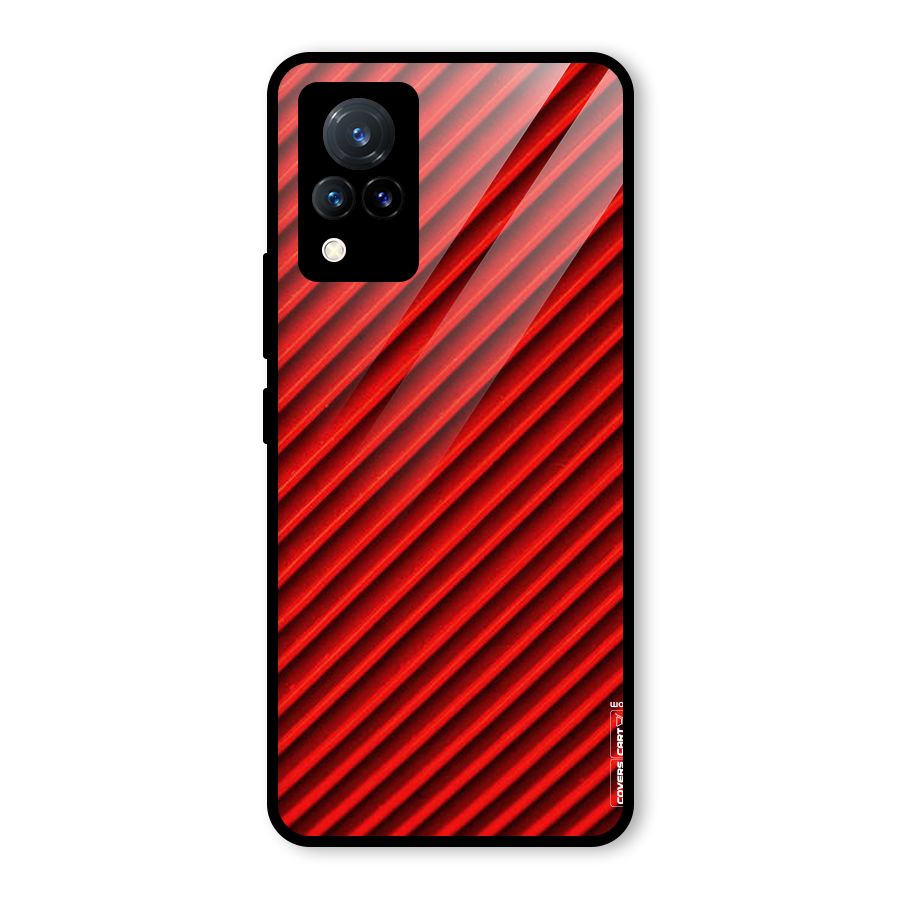 Red Rugged Stripes Glass Back Case for Vivo V21 5G
