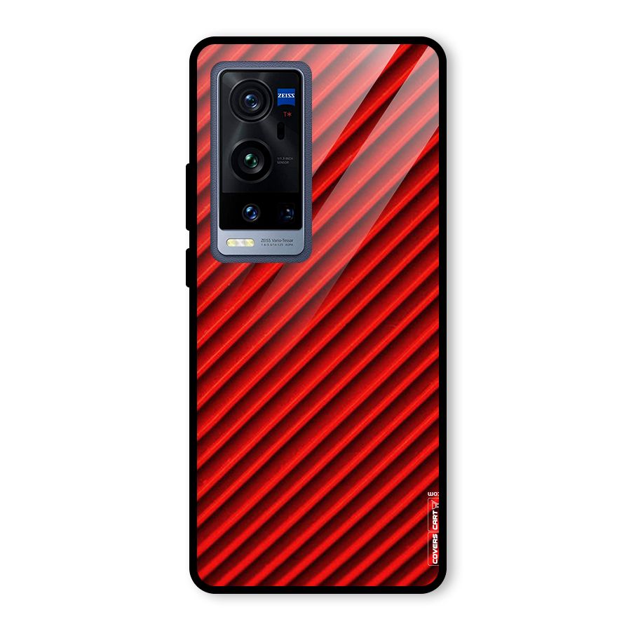 Red Rugged Stripes Glass Back Case for Vivo X60 Pro Plus