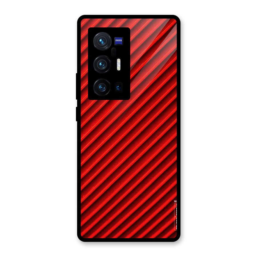 Red Rugged Stripes Glass Back Case for Vivo X70 Pro Plus