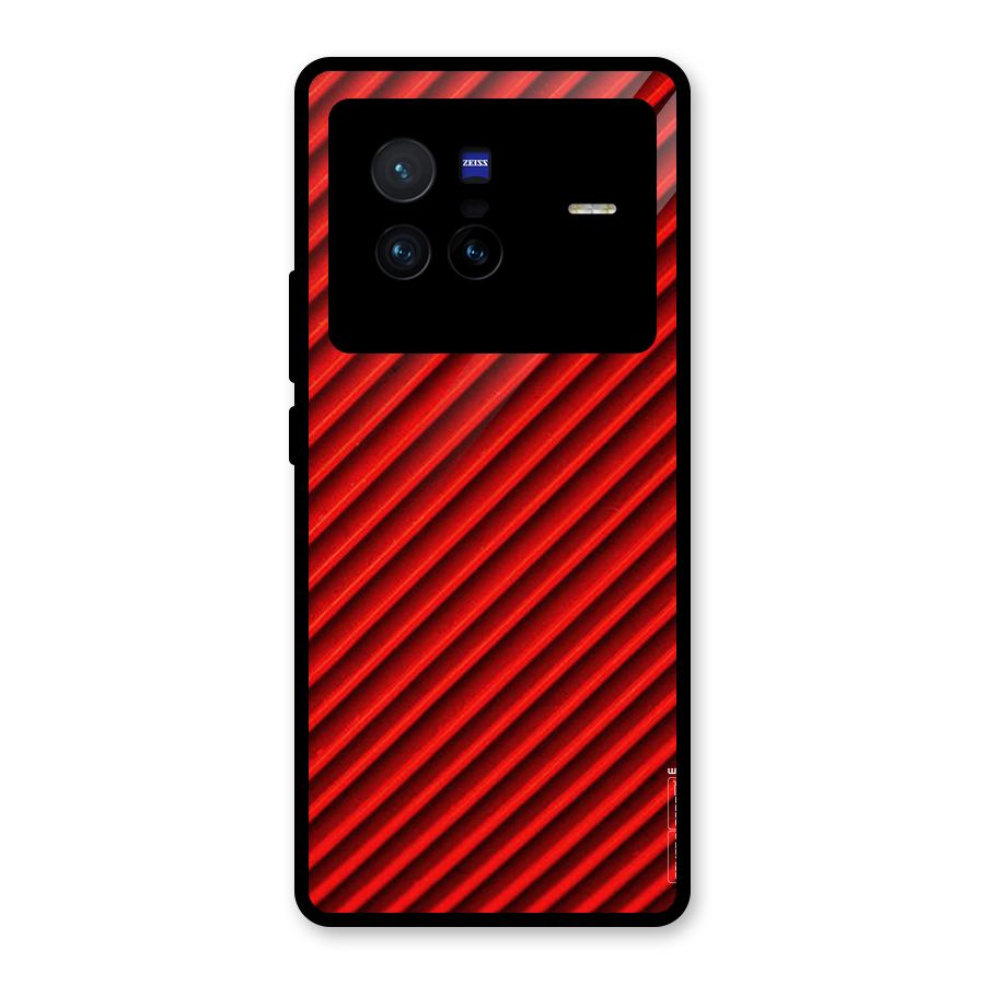 Red Rugged Stripes Glass Back Case for Vivo X80