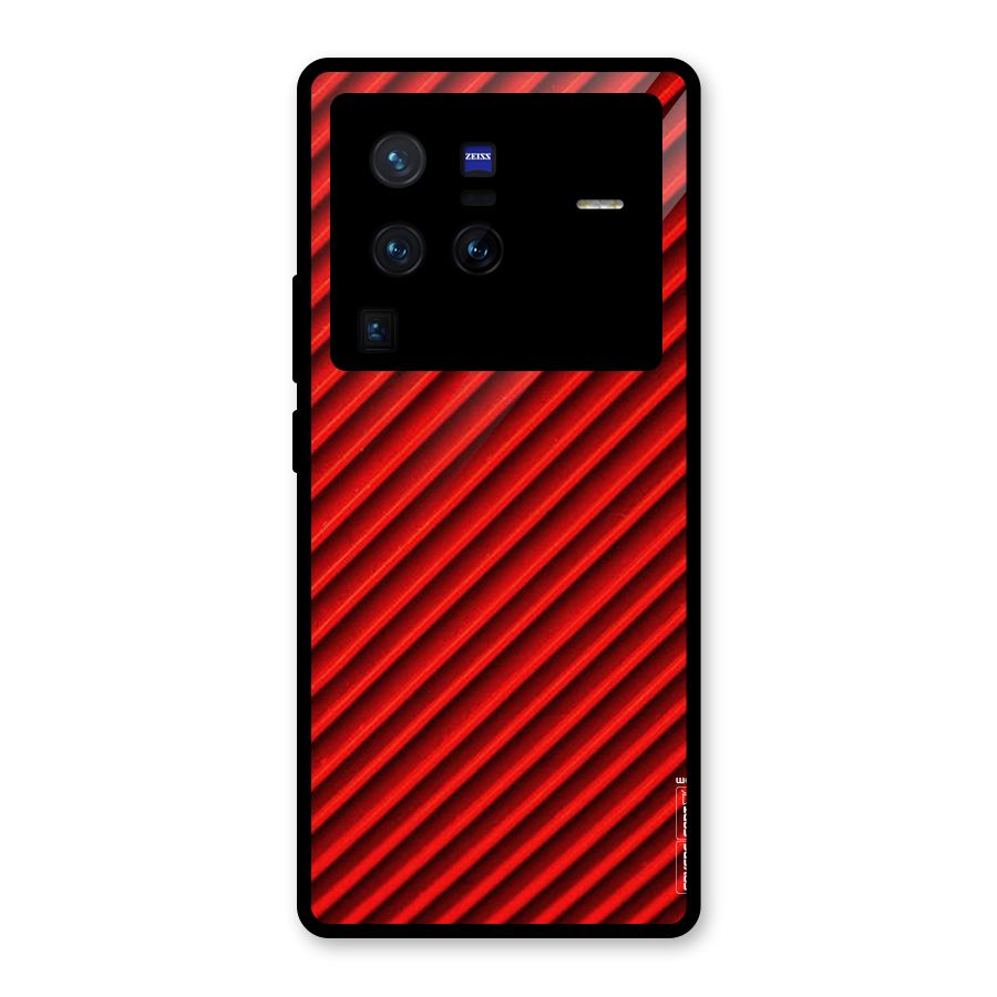 Red Rugged Stripes Glass Back Case for Vivo X80 Pro