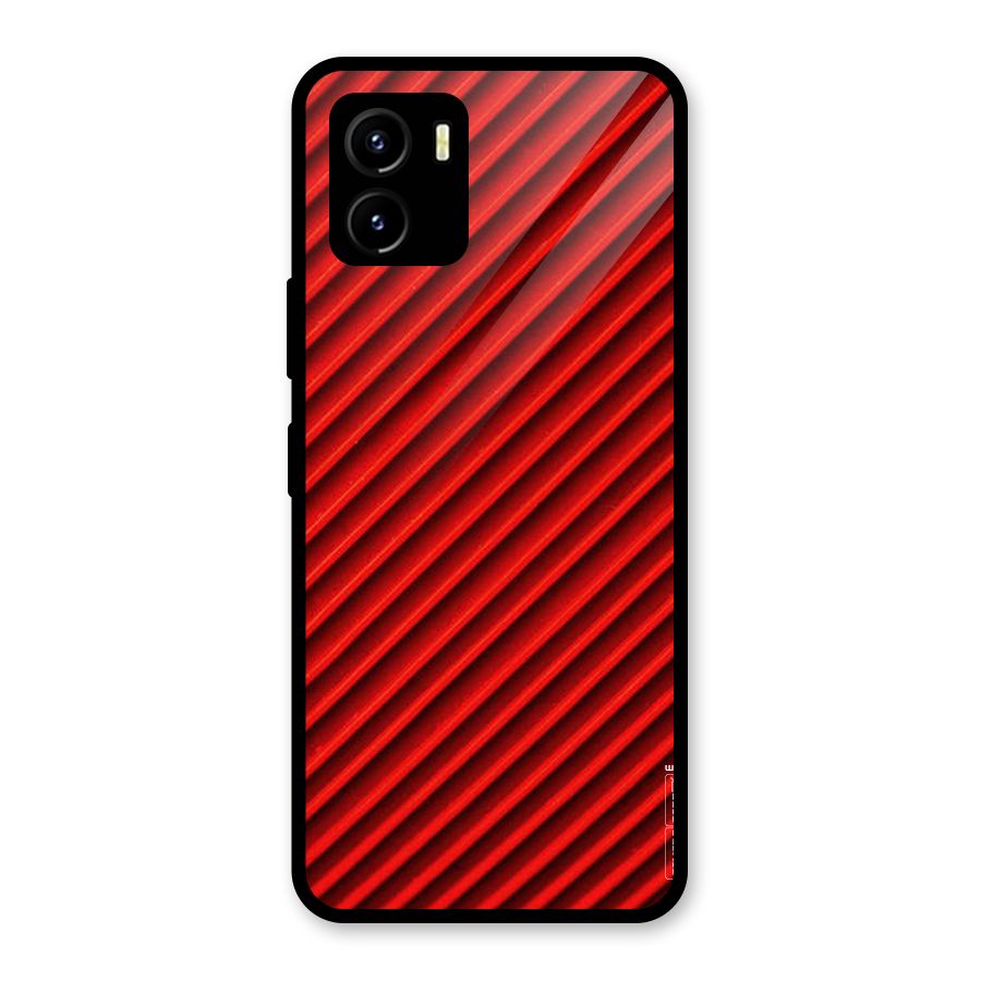 Red Rugged Stripes Glass Back Case for Vivo Y15s