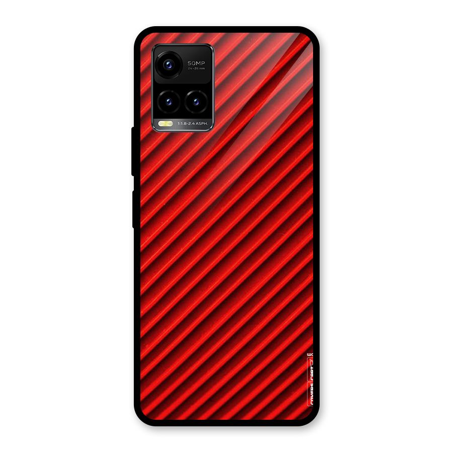 Red Rugged Stripes Glass Back Case for Vivo Y21T