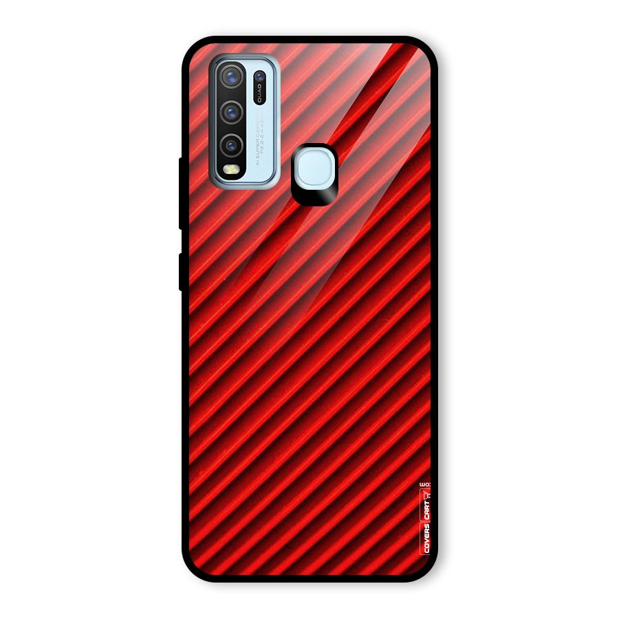 Red Rugged Stripes Glass Back Case for Vivo Y30