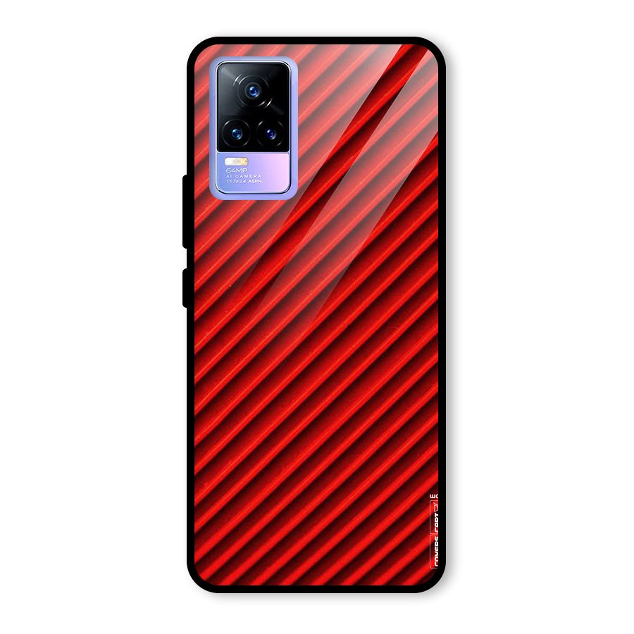 Red Rugged Stripes Glass Back Case for Vivo Y73