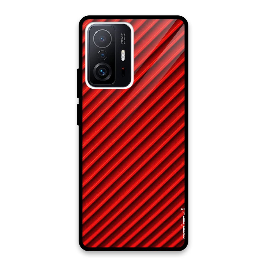 Red Rugged Stripes Glass Back Case for Xiaomi 11T Pro