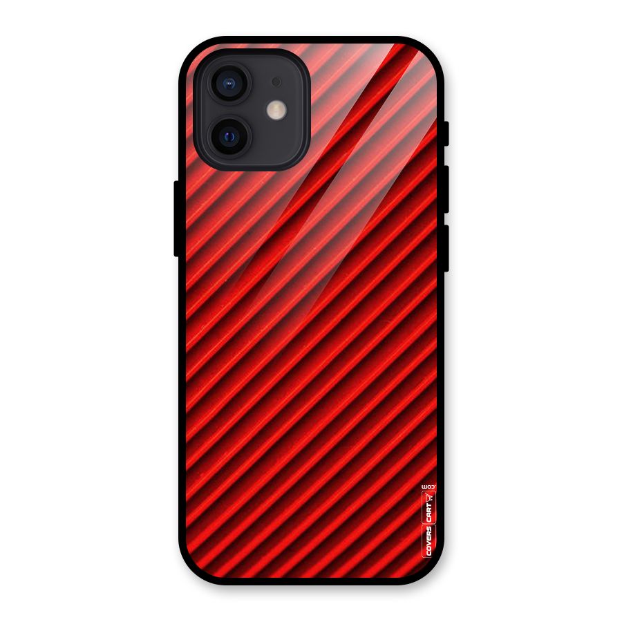 Red Rugged Stripes Glass Back Case for iPhone 12