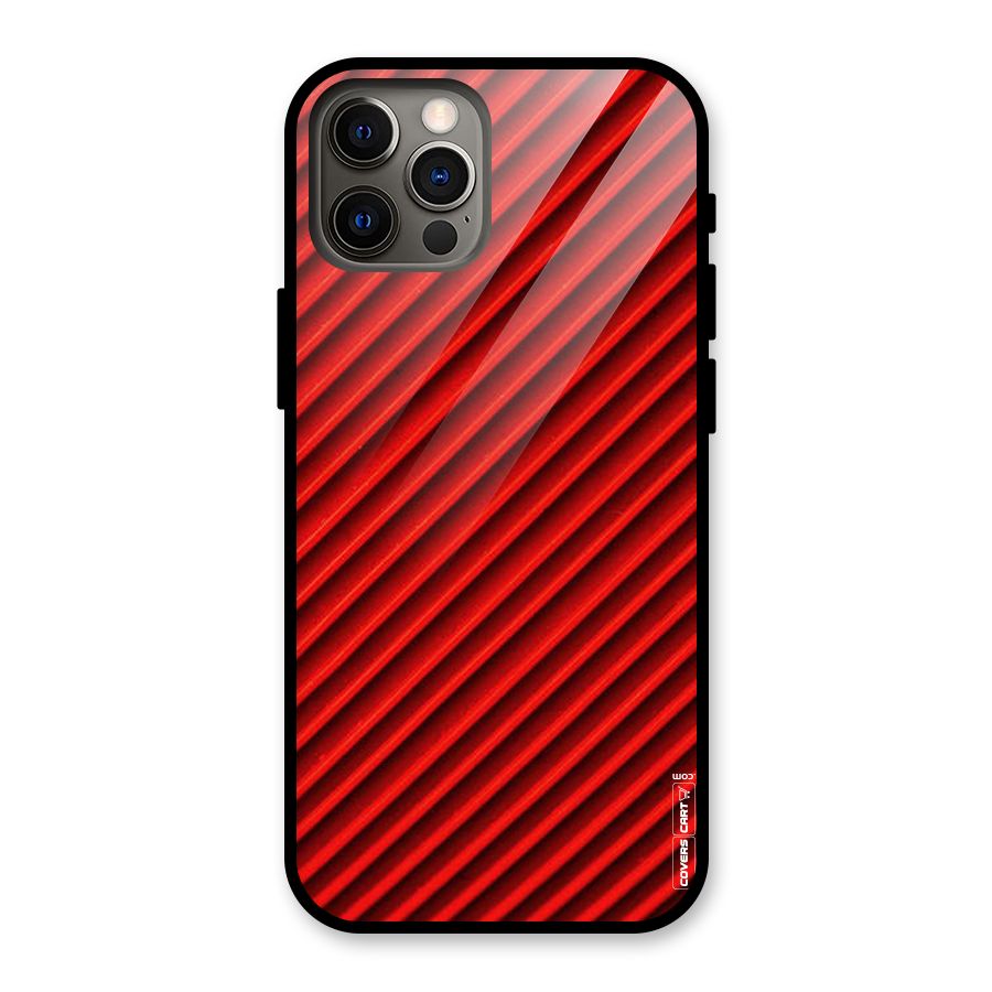 Red Rugged Stripes Glass Back Case for iPhone 12 Pro