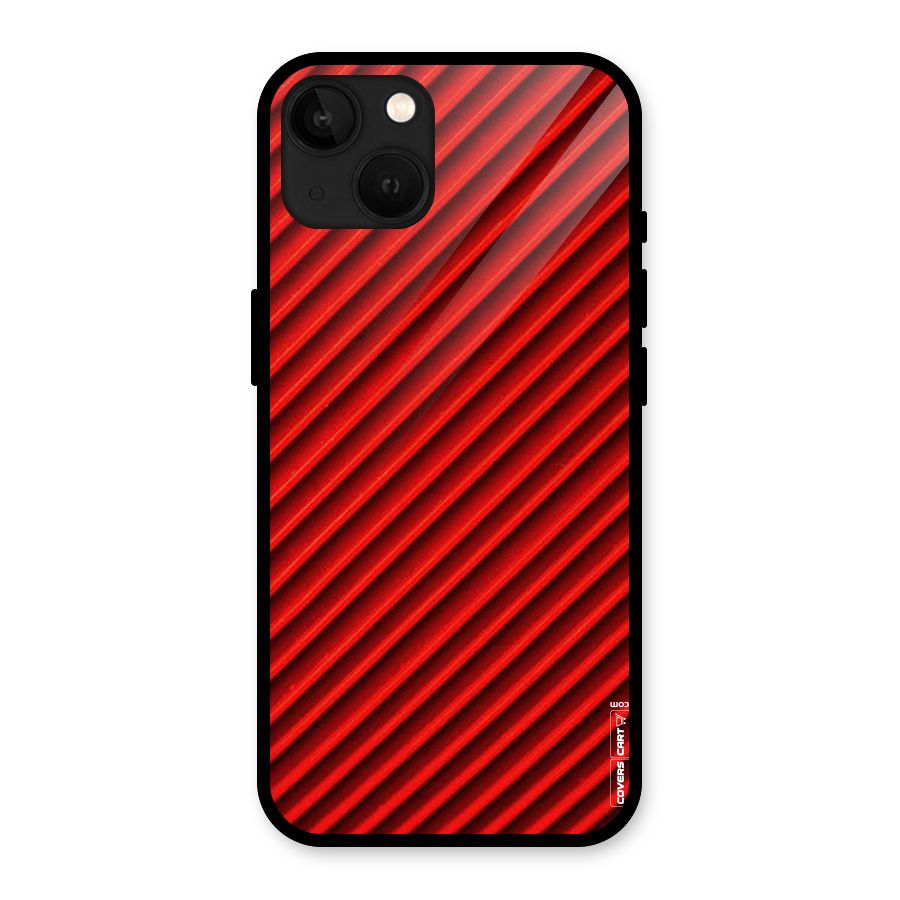 Red Rugged Stripes Glass Back Case for iPhone 13