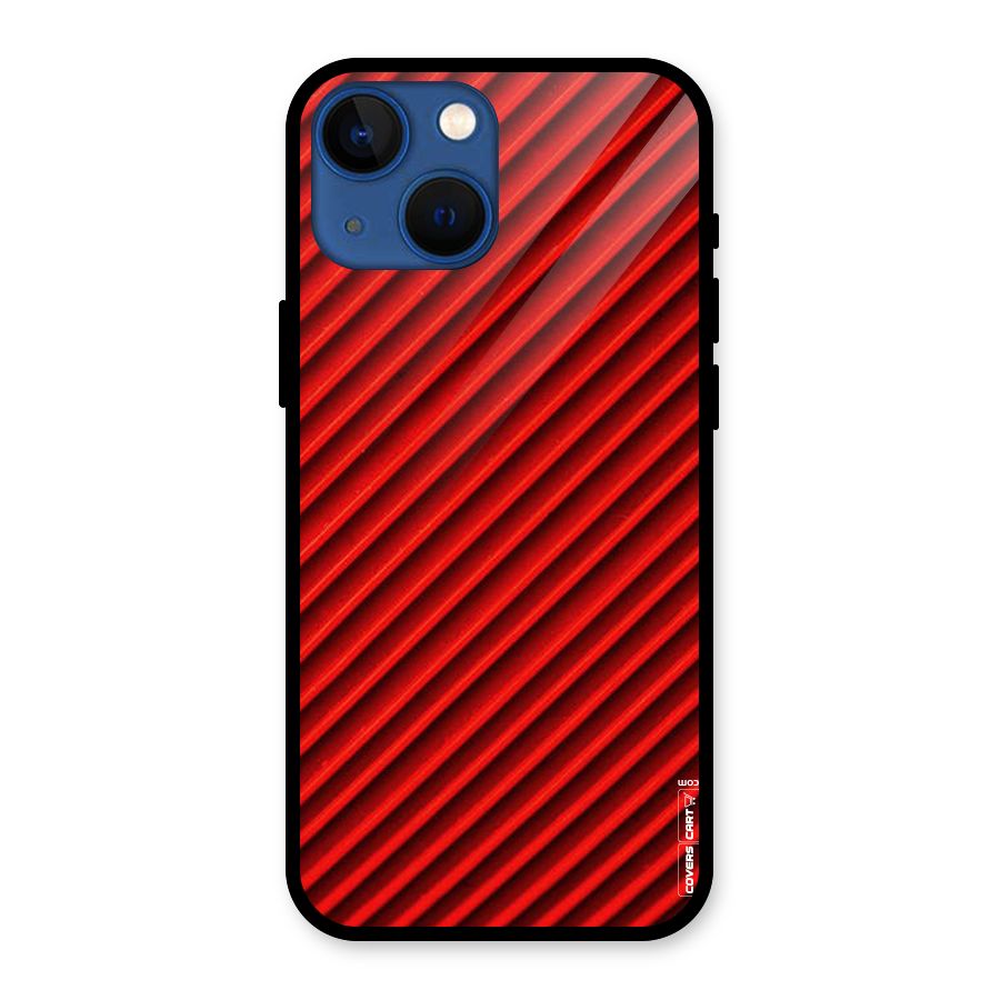 Red Rugged Stripes Glass Back Case for iPhone 13 Mini
