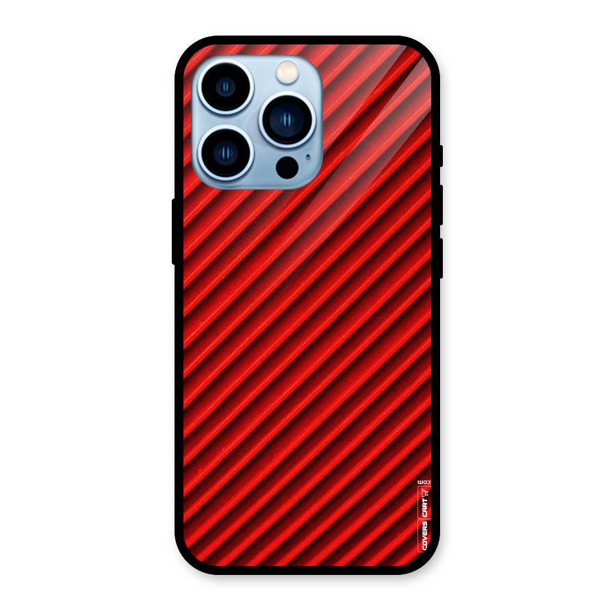 Red Rugged Stripes Glass Back Case for iPhone 13 Pro