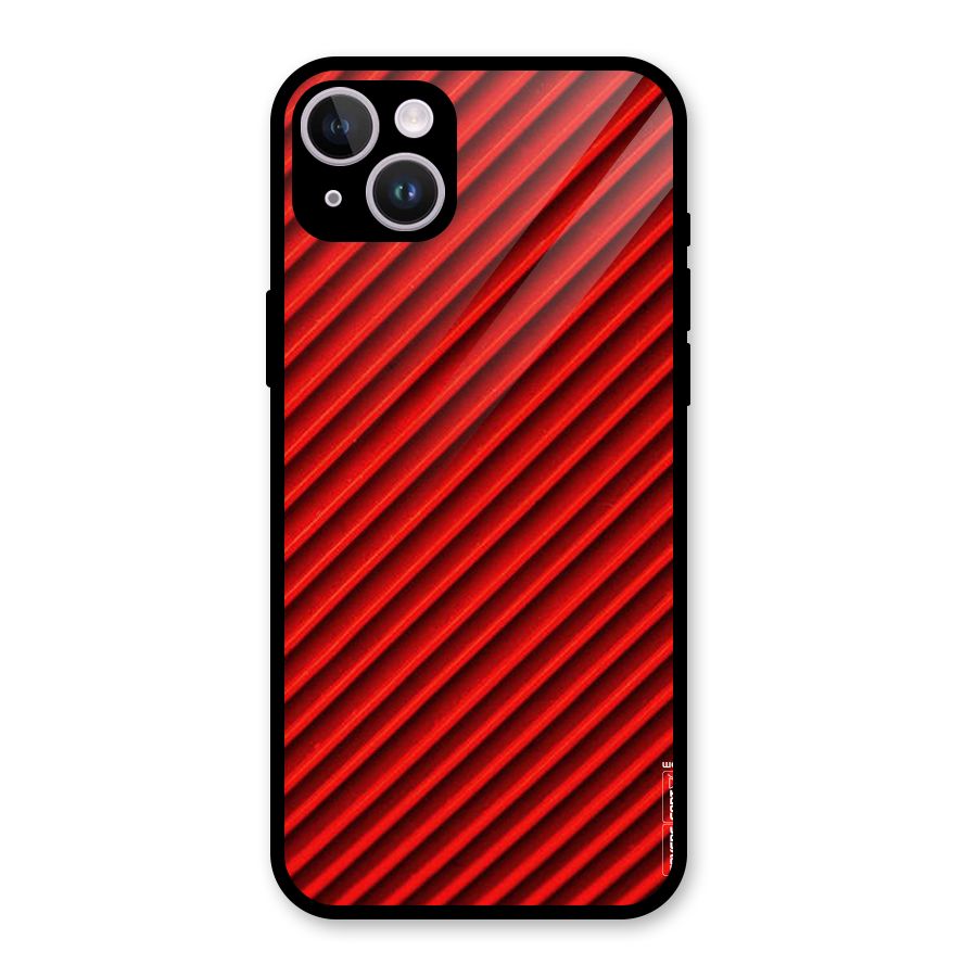 Red Rugged Stripes Glass Back Case for iPhone 14 Plus