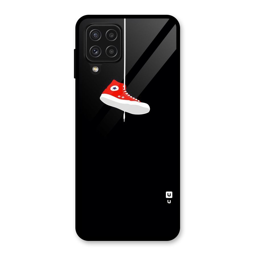 Red Shoe Hanging Glass Back Case for Galaxy A22 4G