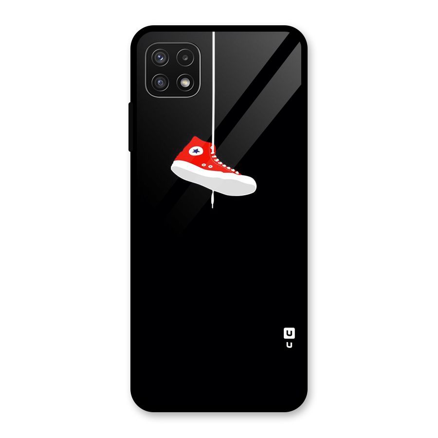 Red Shoe Hanging Glass Back Case for Galaxy A22 5G