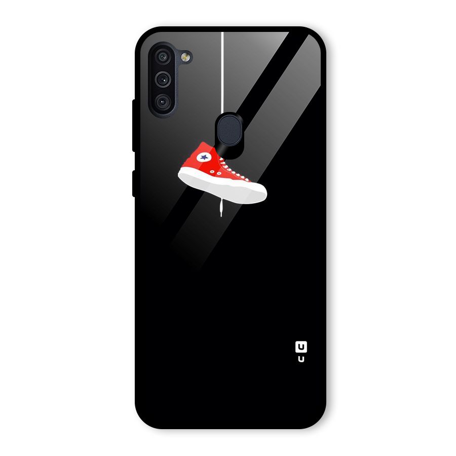 Red Shoe Hanging Glass Back Case for Galaxy M11