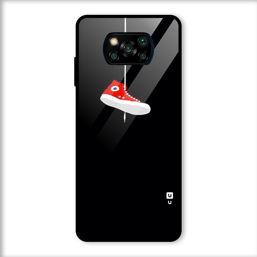 Red Shoe Hanging Glass Back Case for Poco X3