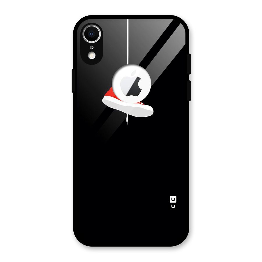 Red Shoe Hanging Glass Back Case for iPhone XR Logo Cut
