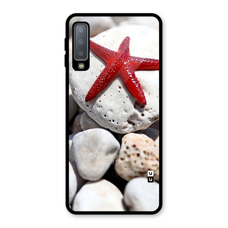Red Star Fish Glass Back Case for Galaxy A7 (2018)