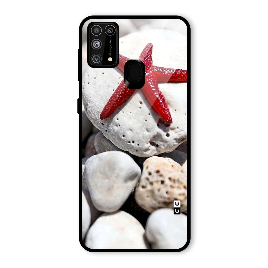 Red Star Fish Glass Back Case for Galaxy F41