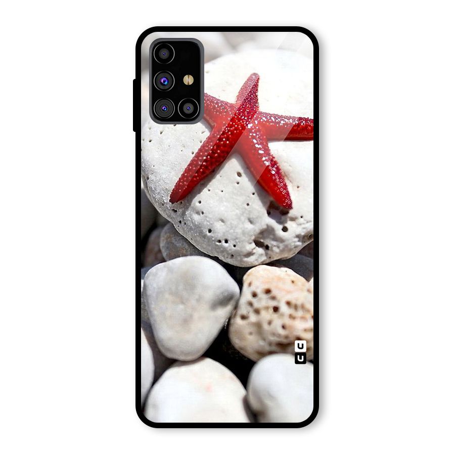 Red Star Fish Glass Back Case for Galaxy M31s