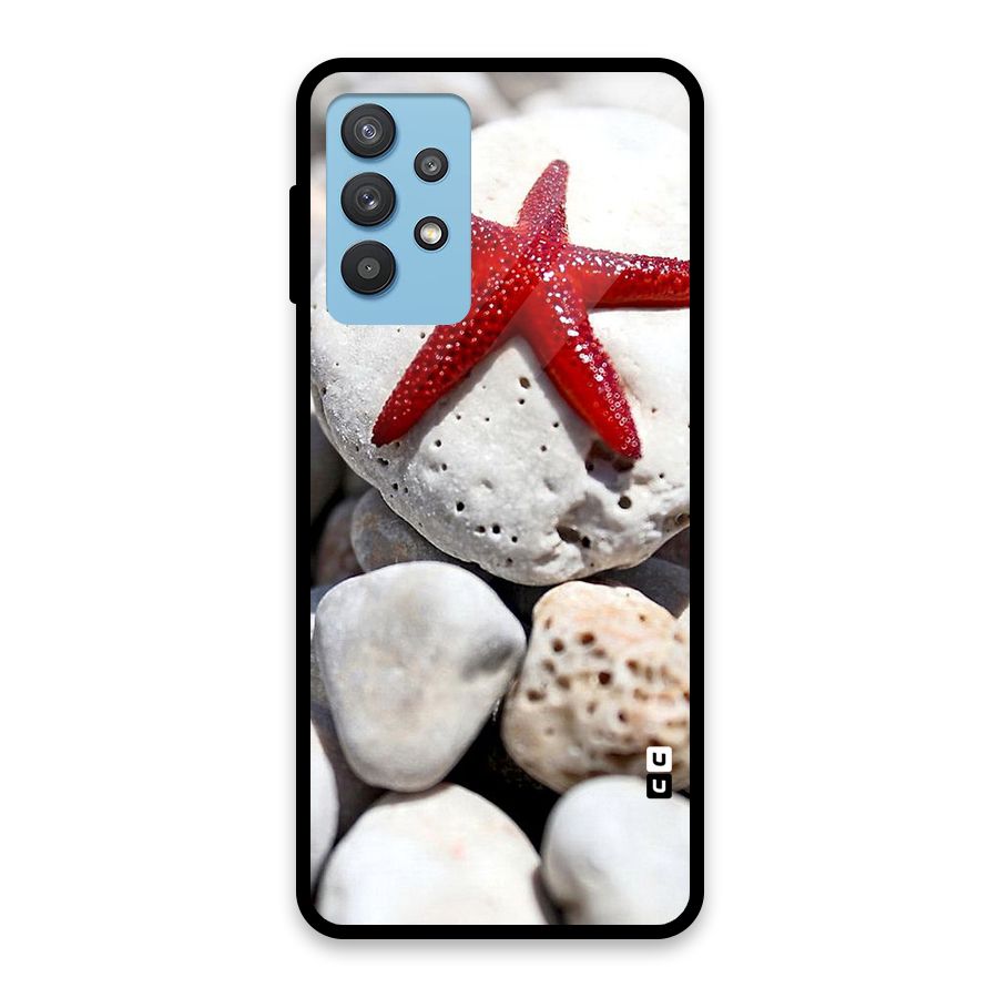 Red Star Fish Glass Back Case for Galaxy M32 5G