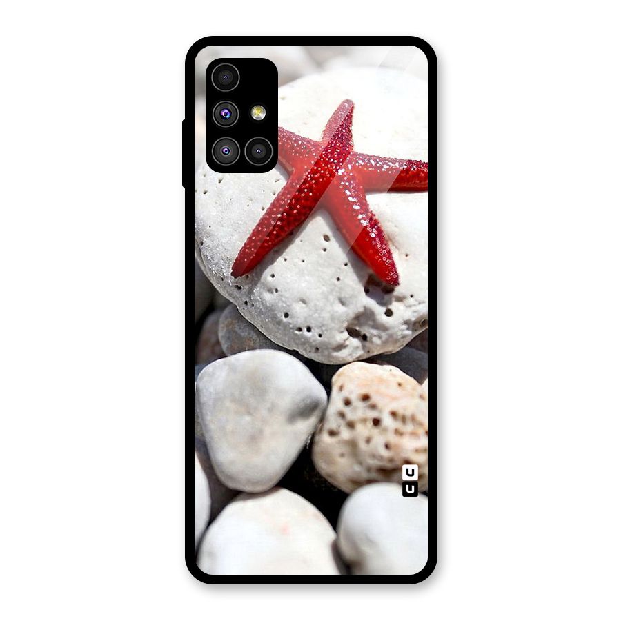 Red Star Fish Glass Back Case for Galaxy M51