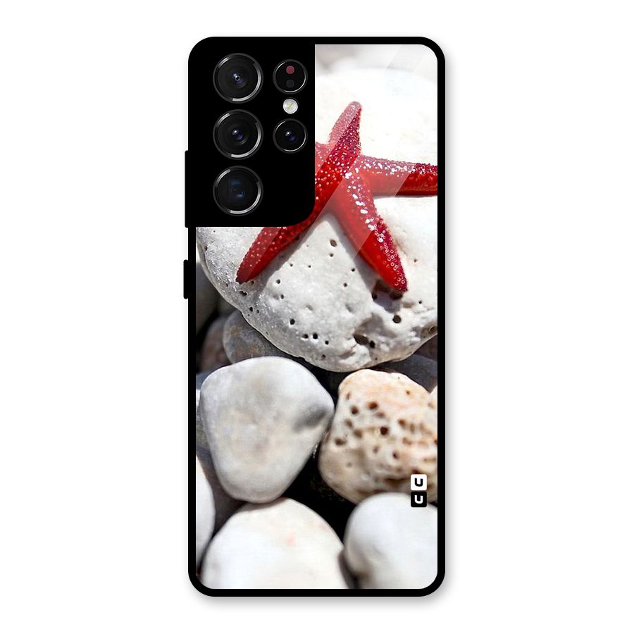 Red Star Fish Glass Back Case for Galaxy S21 Ultra 5G