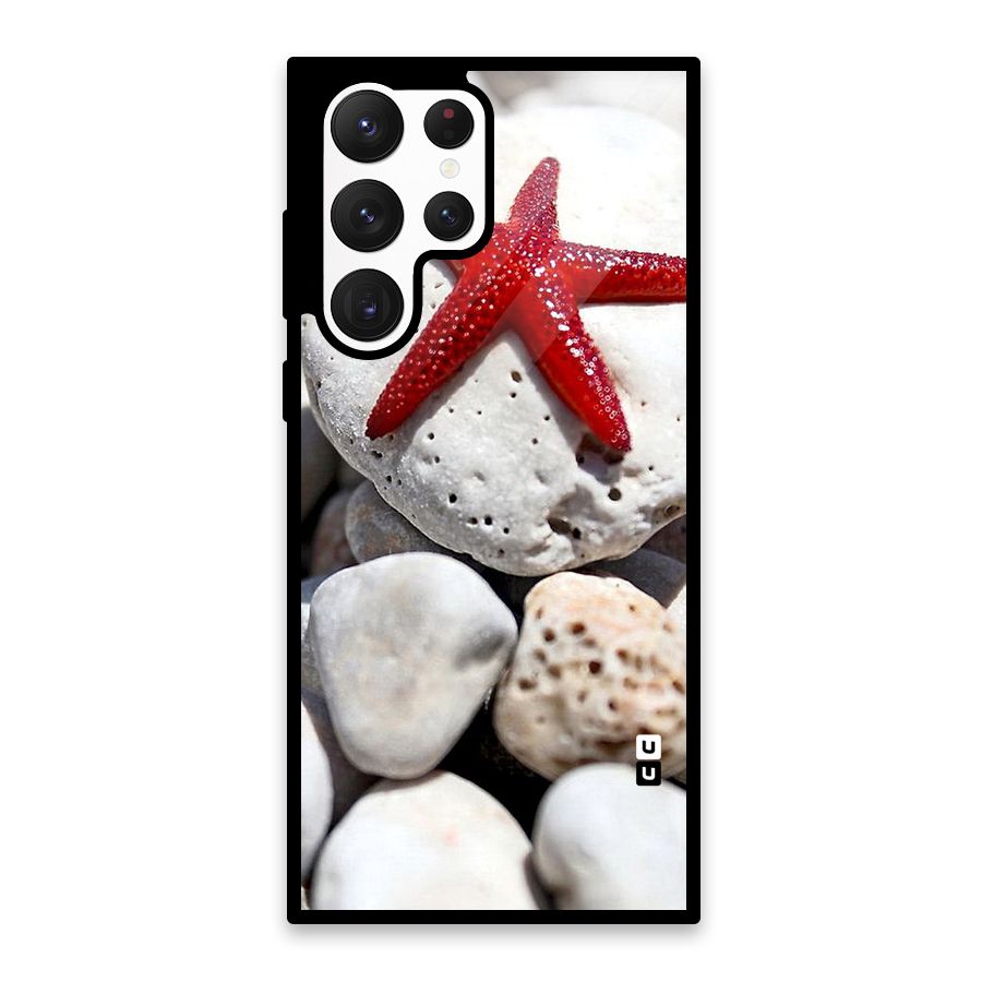 Red Star Fish Glass Back Case for Galaxy S22 Ultra 5G
