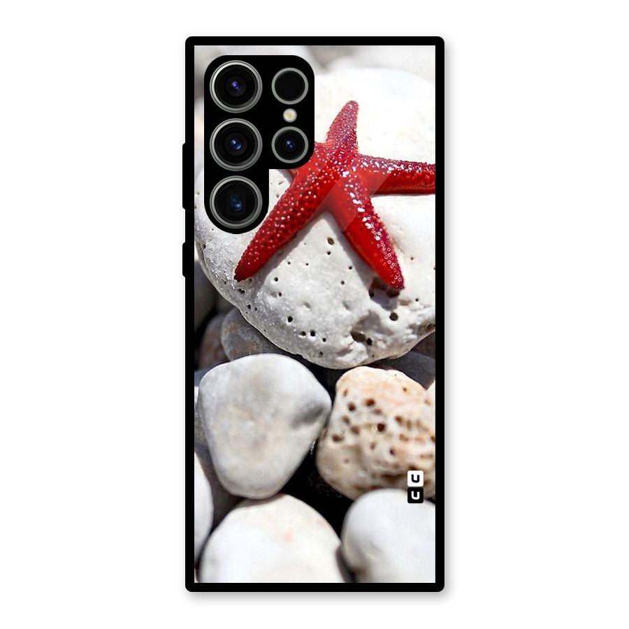Red Star Fish Glass Back Case for Galaxy S23 Ultra