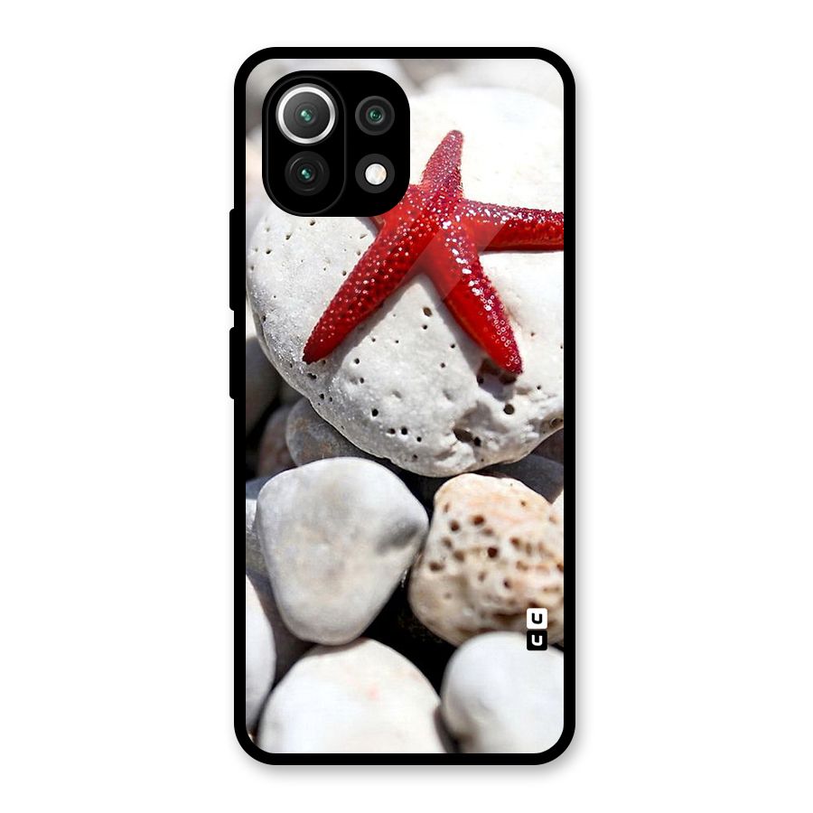 Red Star Fish Glass Back Case for Mi 11 Lite