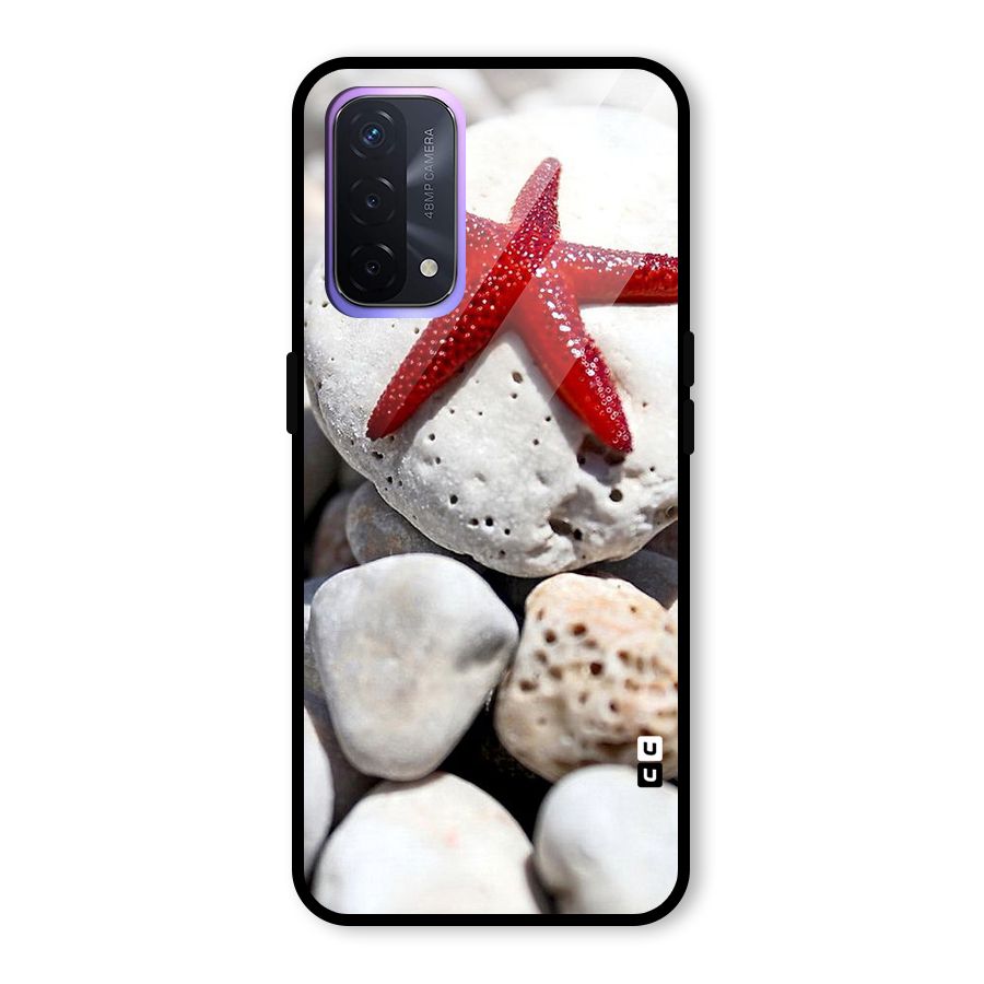 Red Star Fish Glass Back Case for Oppo A74 5G