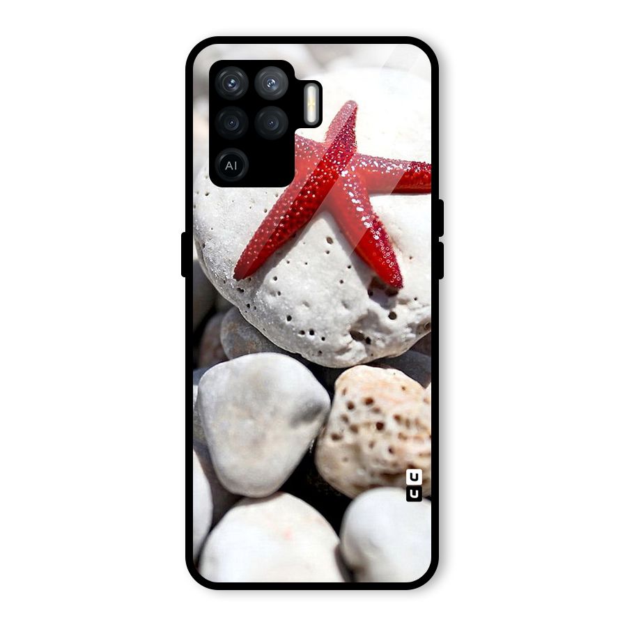 Red Star Fish Glass Back Case for Oppo F19 Pro
