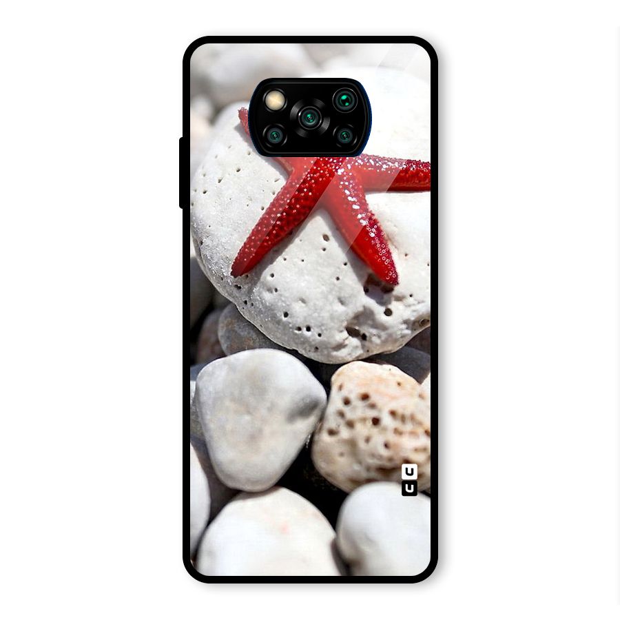 Red Star Fish Glass Back Case for Poco X3 Pro