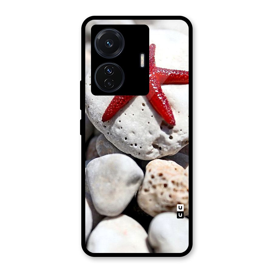 Red Star Fish Glass Back Case for Vivo T1 Pro