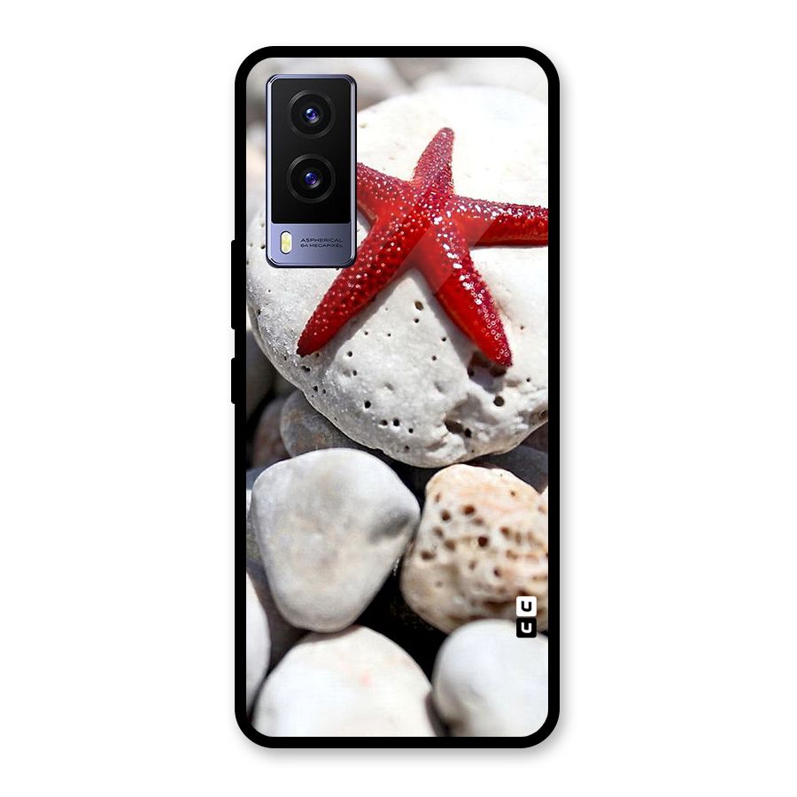 Red Star Fish Glass Back Case for Vivo V21e 5G